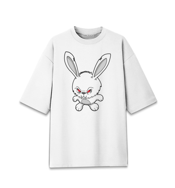 Женская футболка оверсайз с изображением Кролик вампир цвета Белый