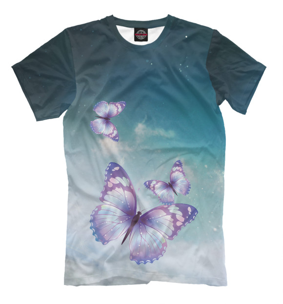 Мужская футболка с изображением Зимняя бабочка цвета Серый