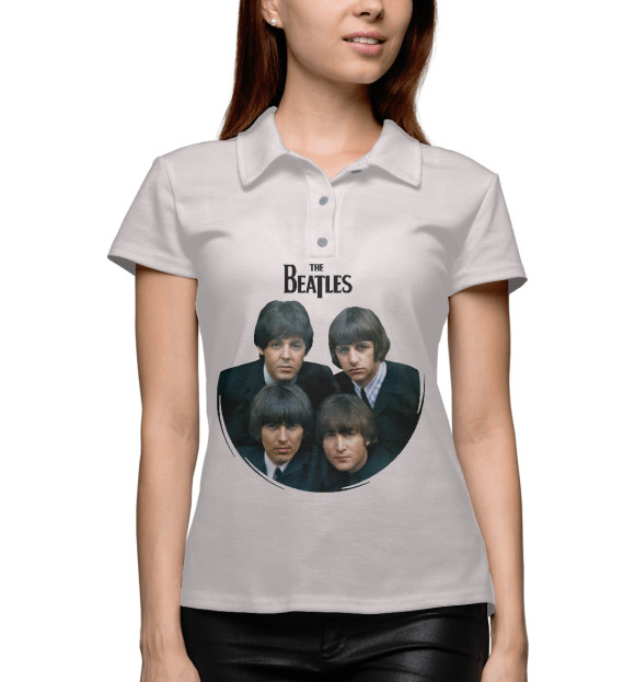 Женское поло с изображением The Beatles цвета Белый