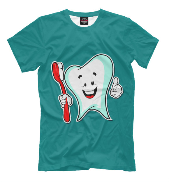Мужская футболка с изображением Стоматолог цвета Грязно-голубой