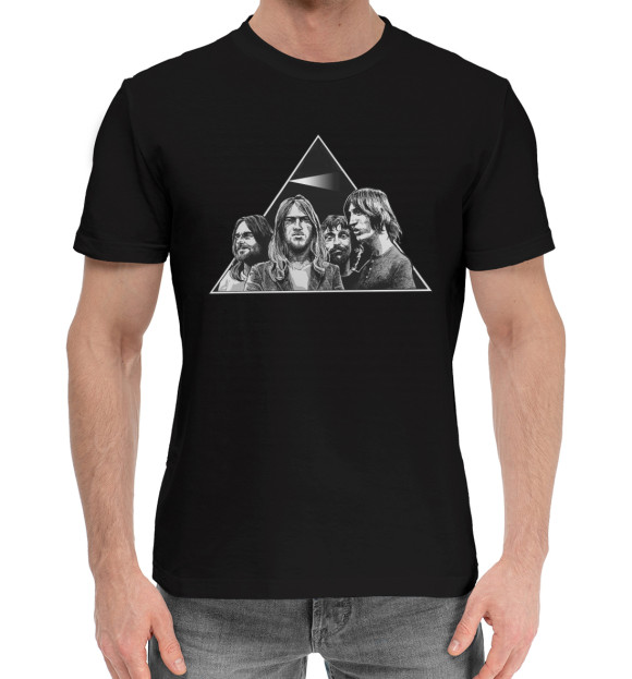 Мужская хлопковая футболка с изображением Pink Floyd цвета Черный