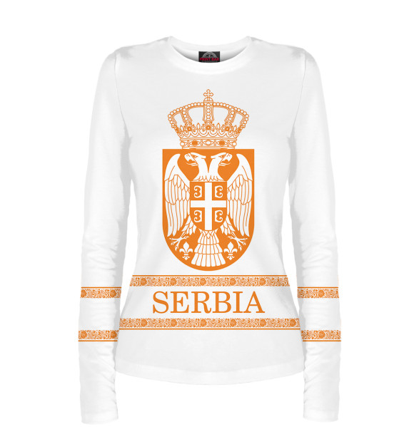 Женский лонгслив с изображением Serbia цвета Белый