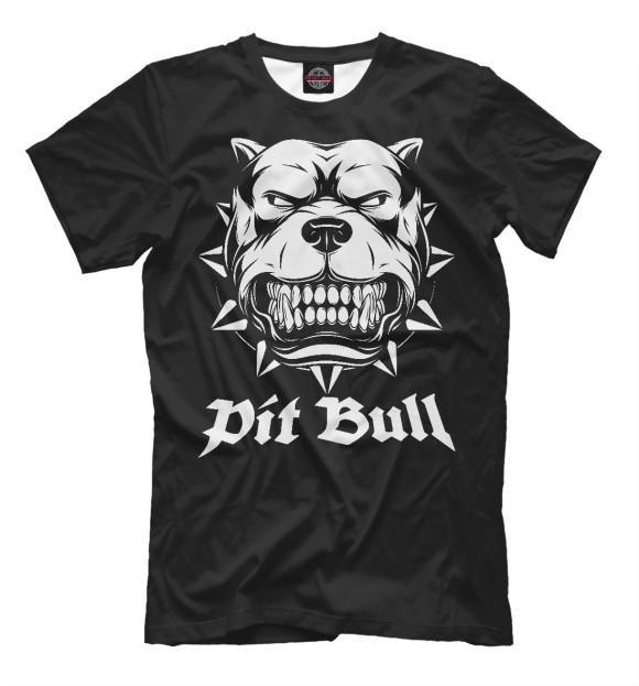 Мужская футболка с изображением Злой Питбуль (Pit Bull) цвета Белый