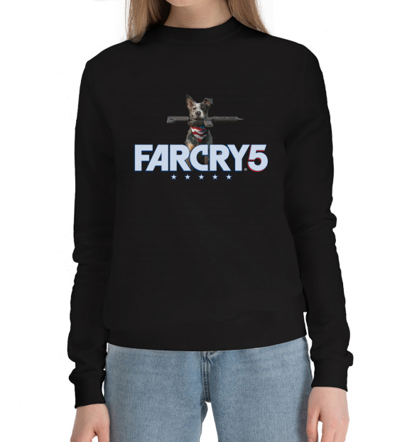 Женский хлопковый свитшот с изображением Far Cry 5 цвета Черный
