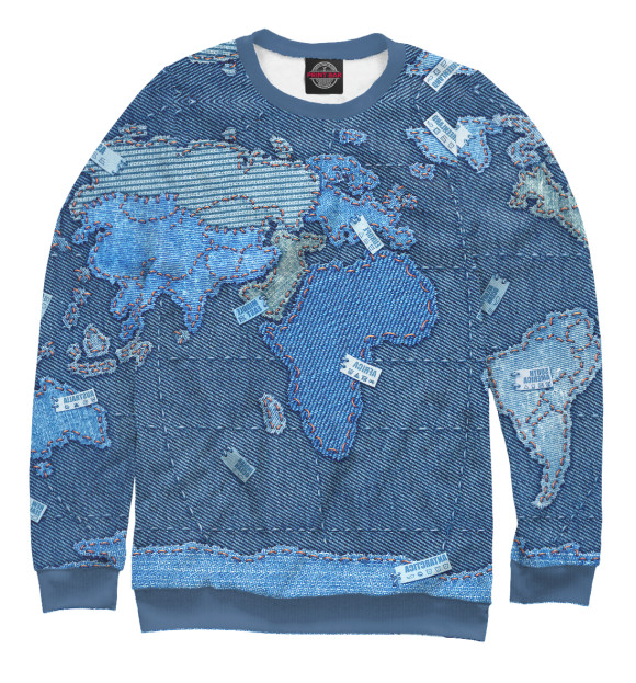 Свитшот для мальчиков с изображением Карта мира цвета Белый