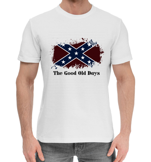 Мужская хлопковая футболка с изображением Старые времена Конфедерации цвета Белый