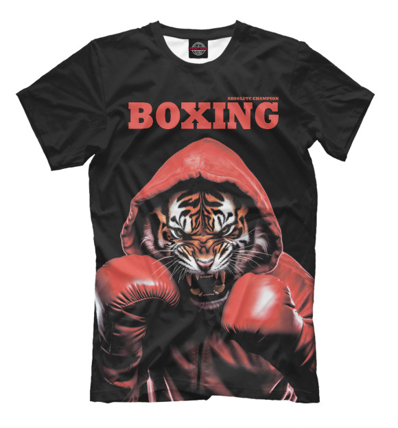 Мужская футболка с изображением Boxing tiger цвета Белый