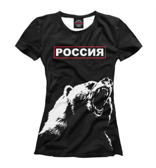 Женская футболка Русский медведь и герб