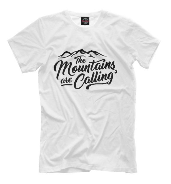 Мужская футболка с изображением Горы зовут цвета Молочно-белый