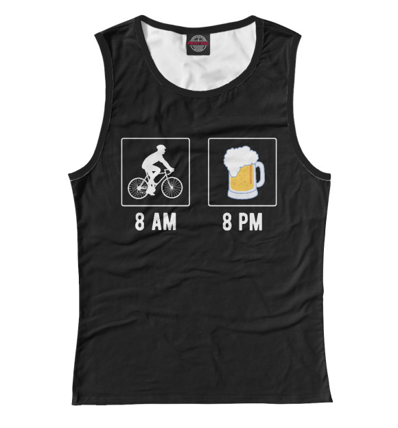 Женская майка с изображением Утром - велосипед, вечером - по пиву! цвета Белый
