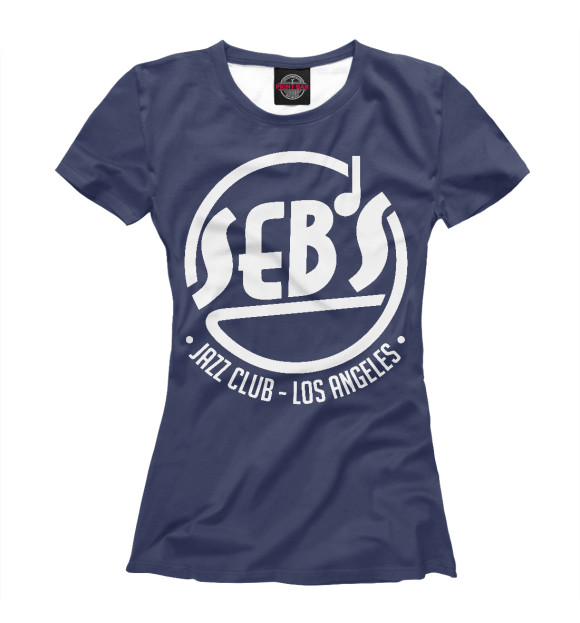 Женская футболка с изображением Sebs Jazz Club цвета Белый
