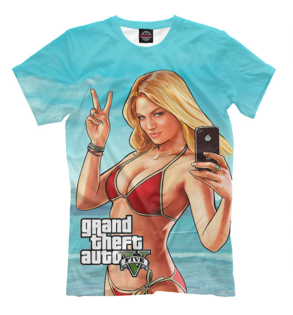 Мужская футболка с изображением Grand Theft Auto V цвета Молочно-белый