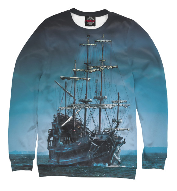 Мужской свитшот с изображением Пиратский корабль цвета Белый