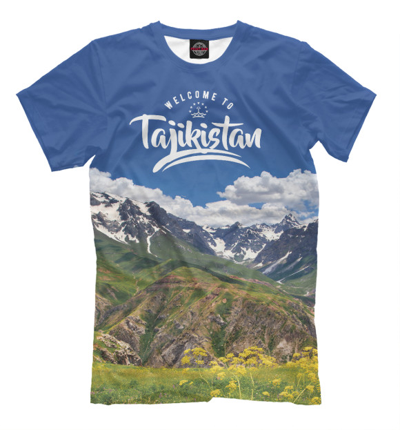 Мужская футболка с изображением Таджикистан цвета Белый
