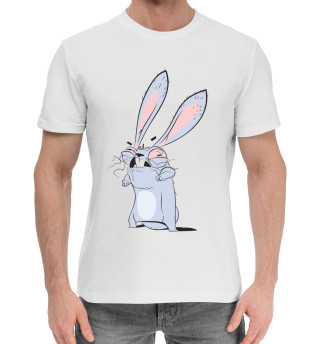 Мужская хлопковая футболка Нервный заяц