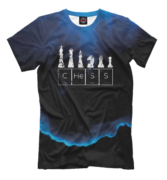 Мужская футболка с изображением Chess Sets Periodic Table цвета Белый