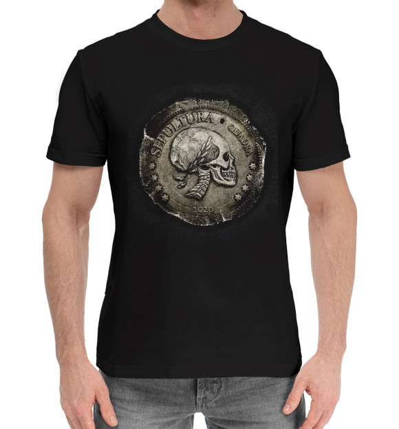 Мужская хлопковая футболка с изображением Sepultura цвета Черный