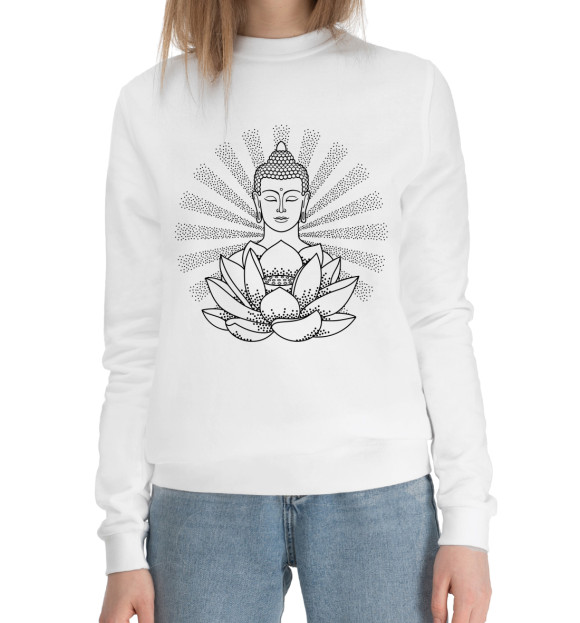 Женский хлопковый свитшот с изображением Будда цвета Белый