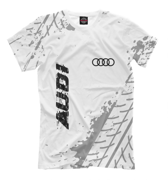 Мужская футболка с изображением Audi Speed Tires на белом (следы шин) цвета Белый