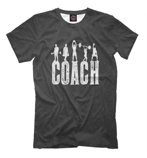 Мужская футболка с изображением Coach Powerlifting цвета Белый