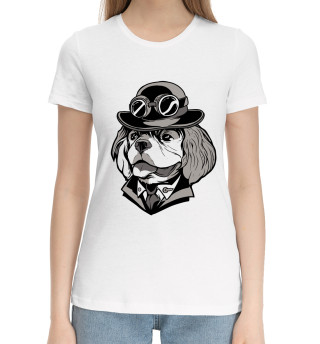 Женская хлопковая футболка Steampunk Spaniel