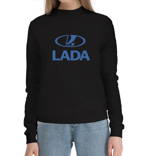 Женский хлопковый свитшот с изображением LADA цвета Черный
