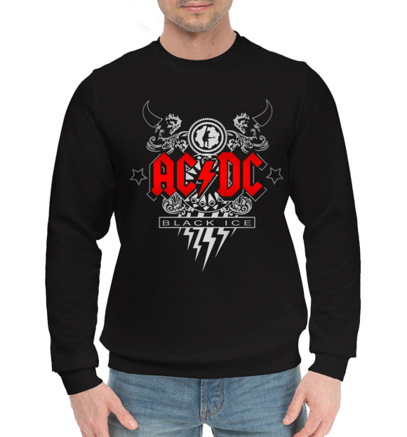 Мужской хлопковый свитшот с изображением AC/DC, Black Ice цвета Черный