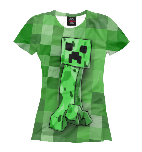 Женская футболка с изображением Minecraft Creeper цвета Белый
