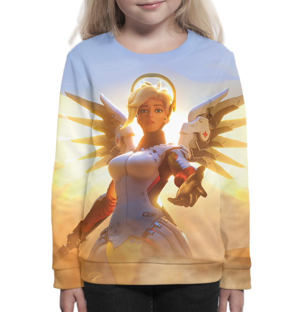 Свитшот для девочек с изображением Ангел цвета Белый