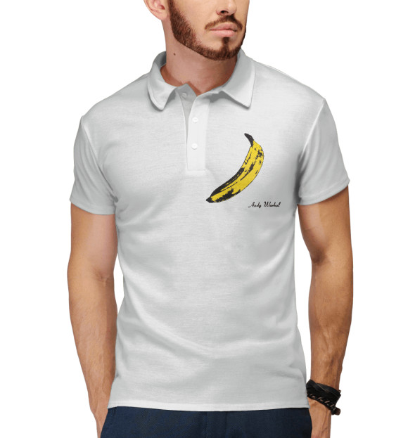 Мужское поло с изображением Банан Andy цвета Белый