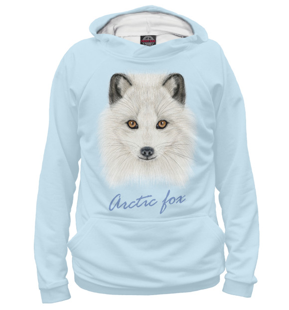 Женское худи с изображением Arctic fox цвета Белый