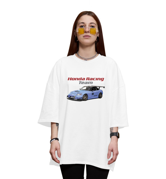Женская футболка оверсайз с изображением Honda S2000 Motorsport цвета Белый
