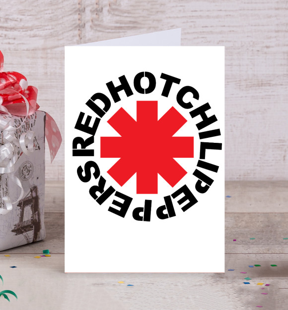 Открытка с изображением Red Hot Chili Peppers цвета Белый