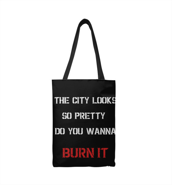 Сумка-шоппер с изображением HU City lyrics цвета 