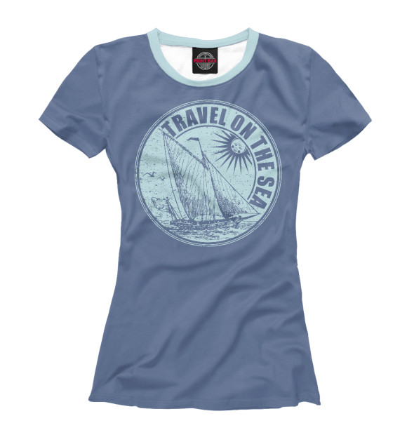 Женская футболка с изображением Travel on the sea цвета Белый