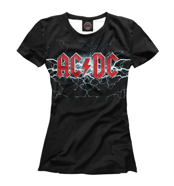 Женская футболка с изображением AC/DC Молнии цвета Белый