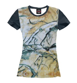 Женская футболка Древний рисунок. Наскальная живопись. Пещера Шове.