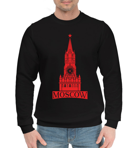 Мужской хлопковый свитшот с изображением Moscow цвета Черный