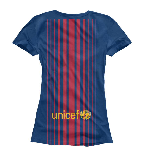 Футболка для девочек с изображением Барселона Форма Домашняя 17/18 цвета Белый