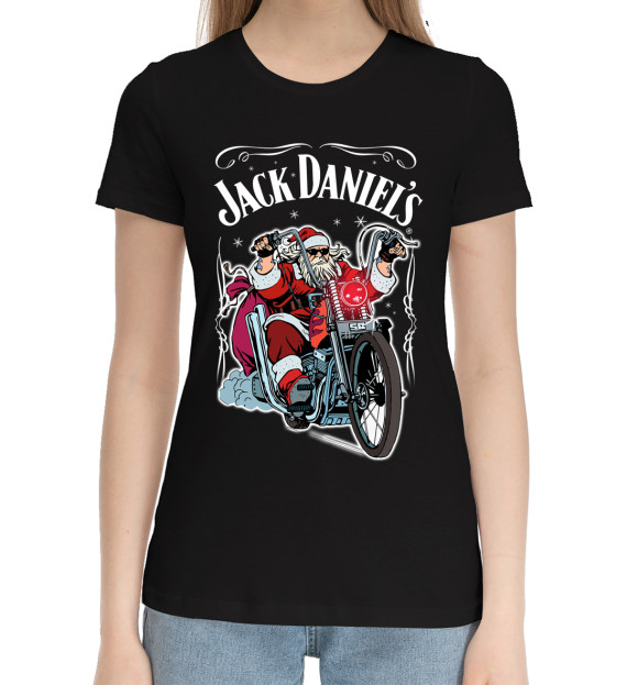 Женская хлопковая футболка с изображением Jack Daniel's цвета Черный