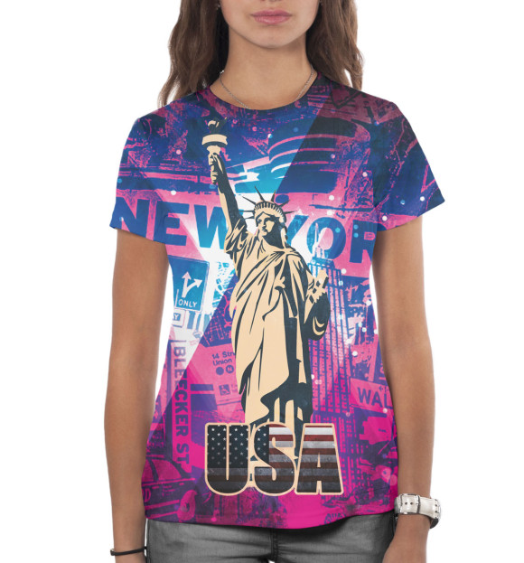 Женская футболка с изображением Статуя Свободы цвета Белый