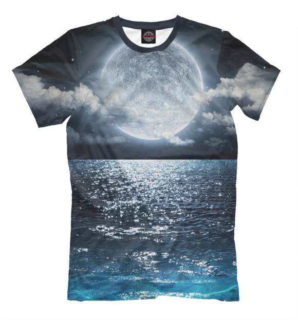 Мужская футболка с изображением Лунная ночь цвета Белый