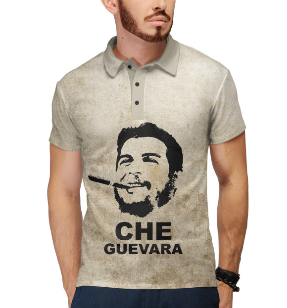 Мужское поло с изображением Ernesto Che Guevara цвета Белый