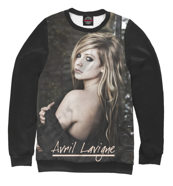 Свитшот для девочек с изображением Avril Lavigne in Black цвета Белый