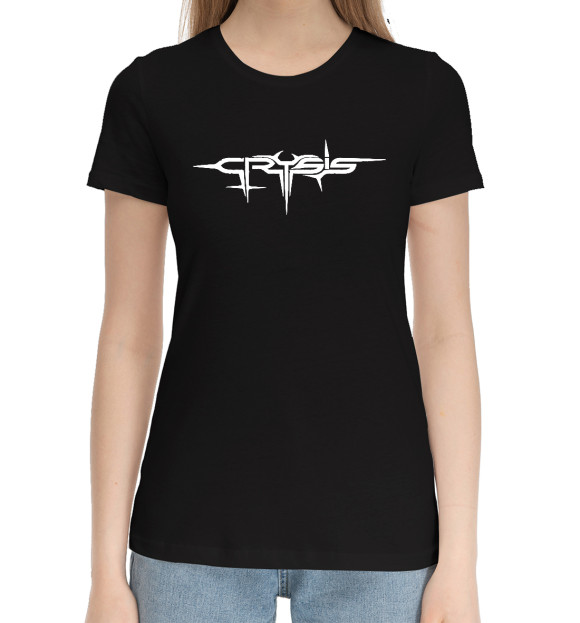 Женская хлопковая футболка с изображением Crysis цвета Черный