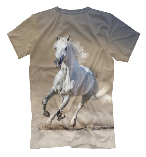 Мужская футболка с изображением Белый конь цвета Белый