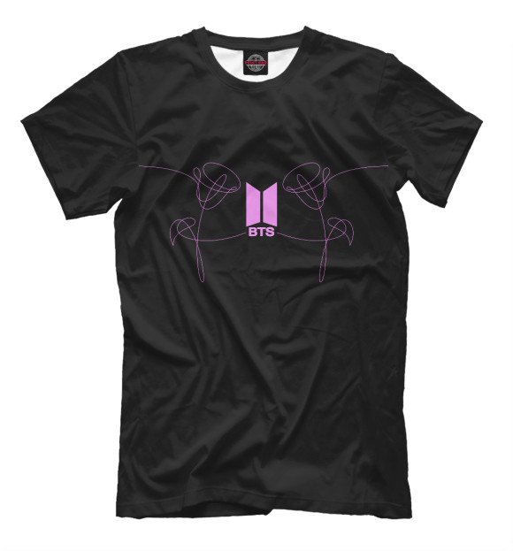 Мужская футболка с изображением BTS (двухсторонняя) цвета Черный