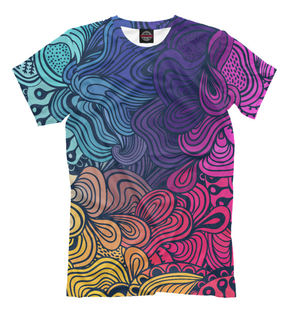 Мужская футболка с изображением Psychedelic Rainbow цвета Молочно-белый