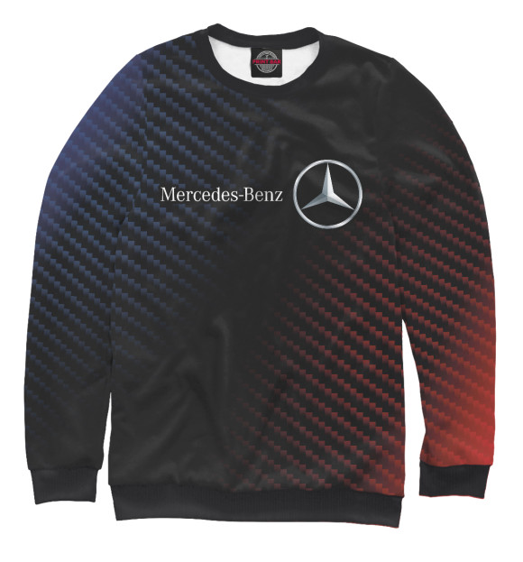 Свитшот для мальчиков с изображением Mercedes | Карбон цвета Белый