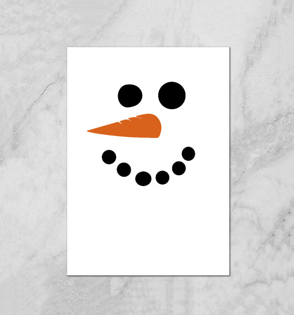Плакат с изображением Снеговик минимализм цвета Белый